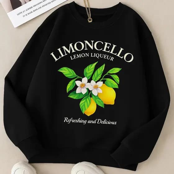 Moletom Blusa de Frio Casaco Grosso Sem Capuz Flanelado estampa Limoncello moda feminina