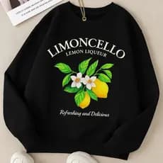 Moletom Blusa de Frio Casaco Grosso Sem Capuz Flanelado estampa Limoncello moda feminina