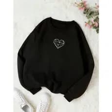 Moletom Blusa de Frio Casaco Grosso Sem Capuz Flanelado estampado Coração