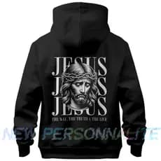 Moletom canguru com toca Jesus o caminho a verdade e a vida Blusa de frio Religiosa católica Jesus coroado Blusa da Fé