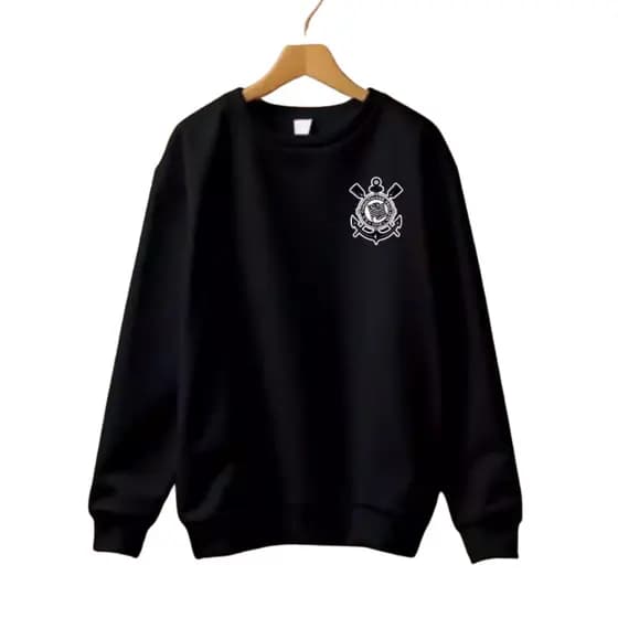 Moletom Blusa Careca Gola Redonda Masculina Timão Agasalho de Frio Corinthians