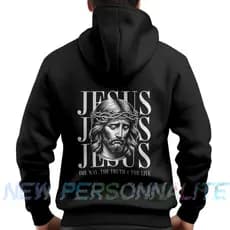 Moletom de Frio Católico Jesus o caminho a vida e a verdade Blusa de frio canguru com capuz blusa de frio da Fé Jesus