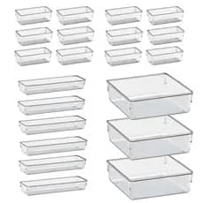 Kit Organizadores Multiuso para Maquiagem Gavetas Armários Geladeira Mesa Pote Acrílico Cristal