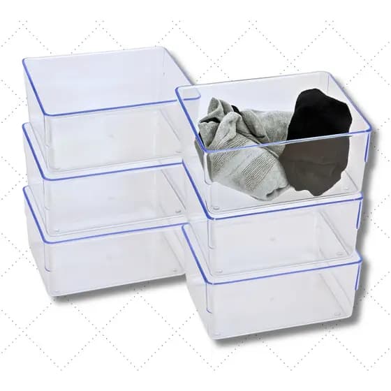 Kit Organizadores Multiuso Escritório Maquiagem Gaveta Armário Geladeira Pote Acrílico Cristal