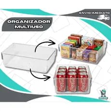 Kit 3 Organizadores Multiuso Grande Acrílico Banheiro Cozinha Gaveta Armário Geladeira Resistente