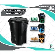 Cesto de Lixo Grande Lixeira Cestão Balde Organizador Multiuso 100 Litros Tampa Alça Preto Reforçado