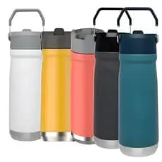 550ml Garrafa Com Alça E Bico Aço Inox Branca Super Vedação