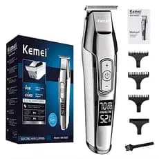 Máquina De Acabamento Kemei KM-5027 Com LCD Display Digital Aparador Barbeador Cortador