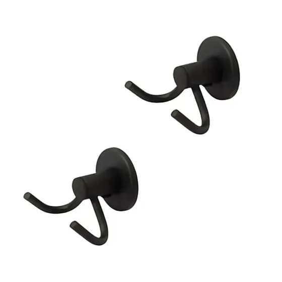 Kit Veneza Preto: Cabides Duplos de Metal Fosco - Fixação Dupla na Parede