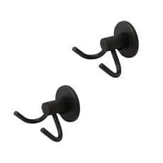 Kit Veneza Preto: Cabides Duplos de Metal Fosco - Fixação Dupla na Parede
