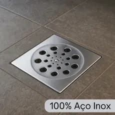 Ralo Quadrado em Inox Polido com Tampa Abre/Fecha para Banheiro e Áreas Externas