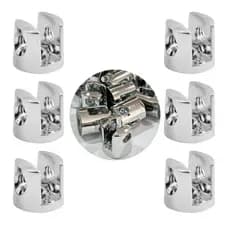 Suporte Cromado para Prateleira de Vidro, 6mm, Kit com 6 Peças, Montagem Completa