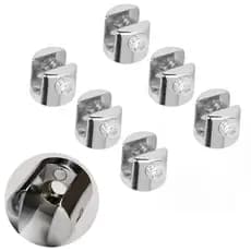 Conjunto 6 Suportes Cromados para Prateleira de Vidro 6mm - 1 Furo para Montagem Segura