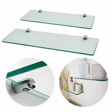 Kit 02 peças - Prateleiras Multiuso de vidro 6mm incolor - combo com 30cm e 40cm - Melhor Preço