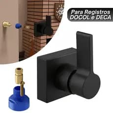Kit Acabamento Para Registro de Chuveiro Misto Preto c/ Conversor Compatível com Docol e Deca