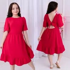 Vestido Infantil Feminino Midi Manga Curta Festa Casual Confortável