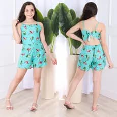 Macaquinho Infanto-juvenil Feminino Estampado Curto Verão Casual Confortável