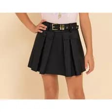 Shorts Saia Infantil em Couro Sintético com Cinto – Estilo e Conforto