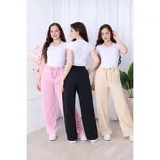 Calça Infantil Pantalona Conforto Cintura Alta com Amarração – Tecido Malha Crepe  Leve e Macio