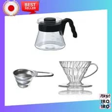 HARIO V60 Servidor De Café Microondas/Máquina De Lavar Louça Seguro Preto Fabricado No Japão VCS-01B + Colher Medidora Prata