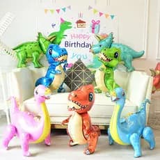 4D Conjunto Balões Hélio Dinossauro Pé Tiranossauro Alumínio Flutuante Festa De Aniversário Decoração Brinquedo Crianças