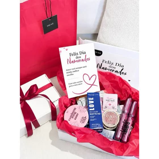 Kit Maquiagem Completo Cartão Presente Aniversário Esposa Caixa Presente Dia Dos Namorados Natal