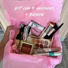 Kit Maquiagem Caixa de Presente - Gloss, Pincel, Base, Sombra Bobbi Rara, Blush Ruby Rose