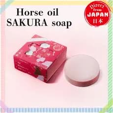 Phoenix Horse Oil Sakura Soap 100g com Rede Espumadora | Sabonete Facial e Corporal Hidratante Aroma Flor de Cerejeira Japão