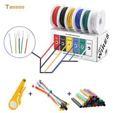 Carretel De Fio Trançado 20/22/24/26/28AWG 60M/120M,6 Cores Flexível Silicone Kit De Conexão Cobre