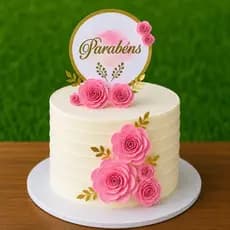 Topo de Bolo Parabéns- Topo de Bolo Personalizado- Topper de bolo Parabéns- Topo de Bolo Parabéns com flores