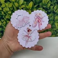 Tag Bailarina 3D - Aplique bailarina 3D- Topper Tag Bailarina para cupcakes - Decoração Bailarina