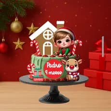 Topo de Bolo Personalizado Natal -Topper de bolo Natal -Topo de bolo personalizado Mesversário Natal