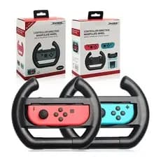 Par Volante N Switch Controle Joy con Grip Dobe Joycons Preto