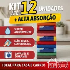 Pano Limpeza Mágico Toalha Microfibra 40x40cm kit com 3, 6, 9 ou 12 Alta Absorção Não Risca