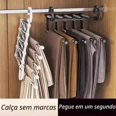 Cabide Multifuncional para Calças de Inox com 5 Divisórias Branco