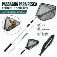 Passaguá de Pesca 1,75m em Alumínio Retrátil Dobrável – Ideal para Lago, Rio e Pesca Esportiva