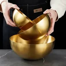 Tigela Bowl Aço Inox Dourado 15/20/24/28cm Bacia Multiuso Cozinha