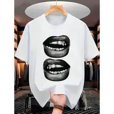 Camiseta Streetwear Unissex 100% Algodão Masculina e Feminina Estampada Bocas Camisa Premium