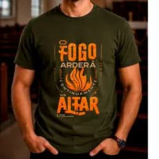 Camiseta Congresso Jovem O Fogo Arderá e Nunca se Apagará 100% Algodão Unissex Camisa Gospel Igreja