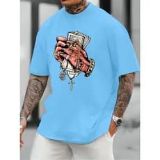 Camiseta Masculina Streetwear Algodão Estampa "DINHEIRO NAS MÃOS" Camisa Unissex Qualidade Premium