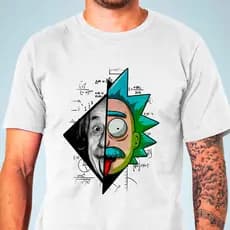 Camiseta EINSTEIN RICKY AND MORTY FÍSICA Streetwear 100% Algodão Masculina e Feminina Unissex Camisa