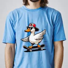 Camiseta PATO DE SKATE Streetwear 100% Algodão Unissex Estampa Engraçada Skatista Casual Descolado