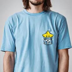 Camiseta MARIO ESTRELA BOLSO VIDEO GAME Streetwear 100% Algodão Unissex Camisa Premium