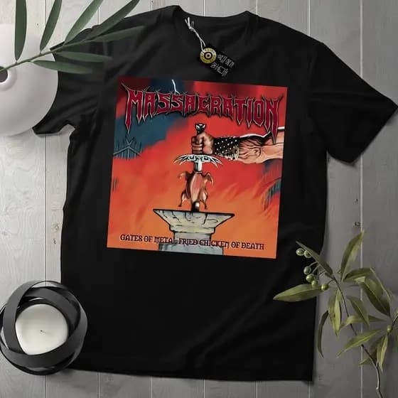 Camiseta Massacration Gates of Metal Fried Chicken of Death top ! font