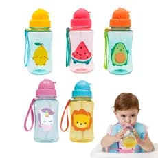 Garrafinha Infantil Água Canudo Silicone Tampa Retrátil Buba