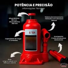 Macaco Hidráulico Tipo Garrafa 4 Toneladas Capacidade