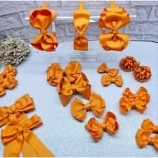 Diversos Laços De Cabelo Infantil Laranja + Tiaras Infantis