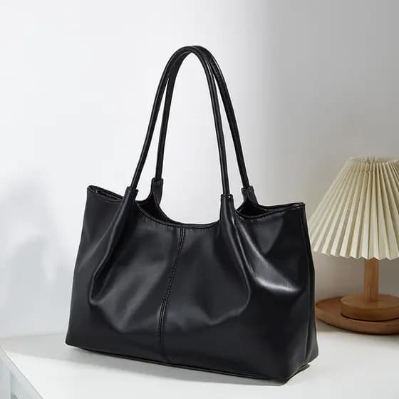 Bolsa Sacola Tote Grande Minimalista，Couro De Cor Sólida Premium Grande Capacidade Bolsa De Ombro Único