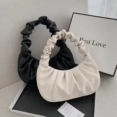 Saco de Nuvem Pregueado Moda Novo Estilo Bolsa de Mão Feminina Branca Natal Presente