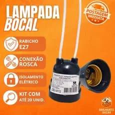 Bocal De Lampada Reforçado Soquete Com Rabicho E27